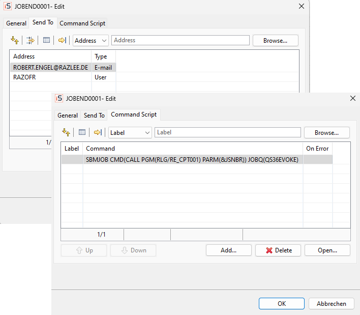 System Control – Aufruf von Command in Action